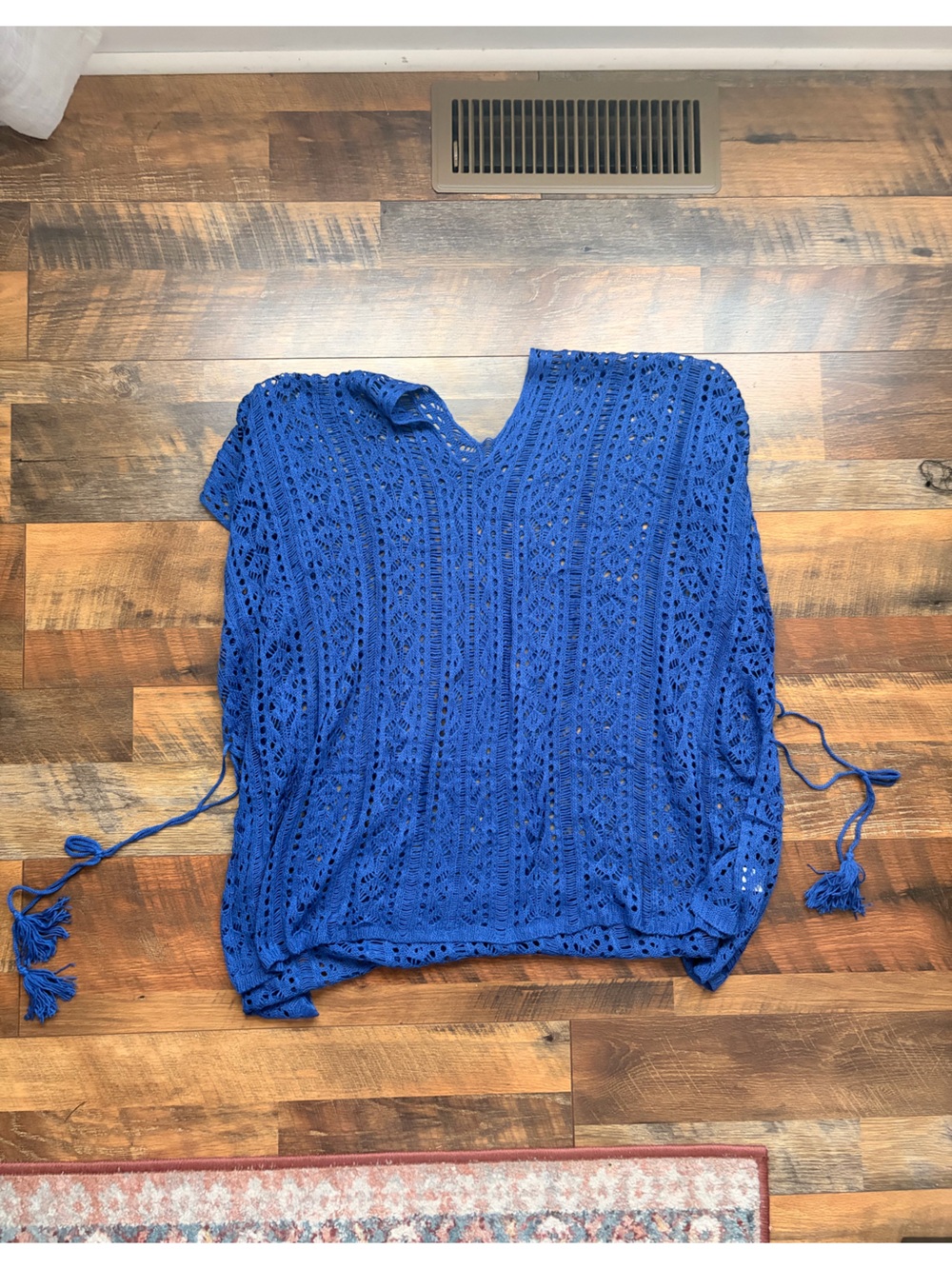 Blue Crocheted Knit Beach Cover-Up NEVER WORN